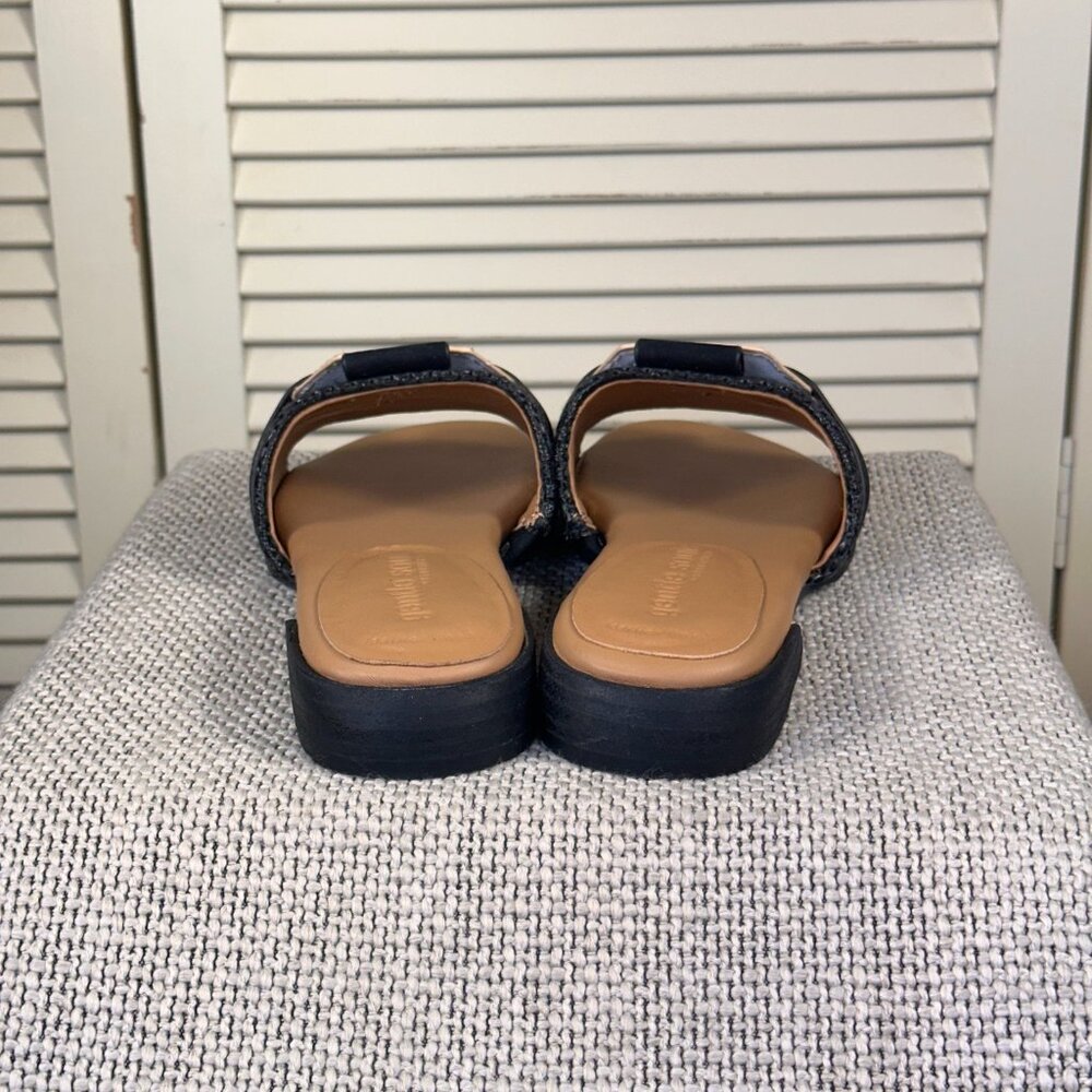 Gentle Souls by Kenneth Cole Womens Hudson Flat Sandal Slide Black Raffia Size 9 - Picture 3 of 8